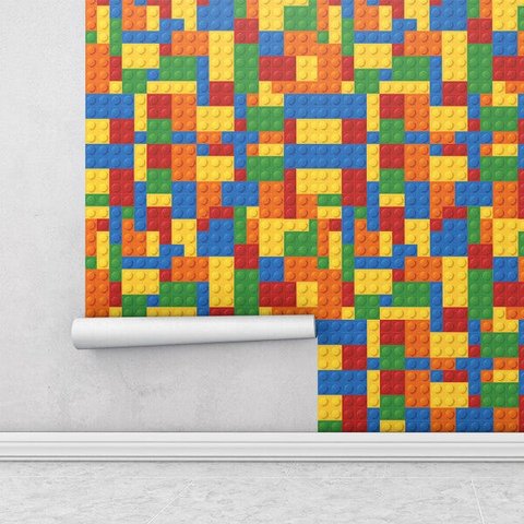 Papel de Parede lego coloridos Para Quarto Infantil