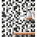 Ver imagem 1 de Papel de Parede Azulejo Pastilhas Em Tons de Preto, Branco e Cinza Autocolante