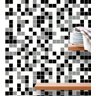 Papel de Parede Azulejo Pastilhas Em Tons de Preto, Branco e Cinza Autocolante - 1