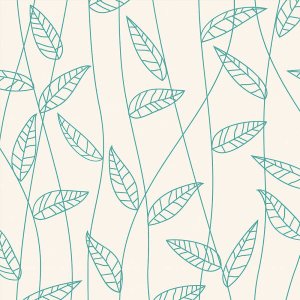 Papel de parede com fundo bege e desenhos verdes Para Quartos e Sala