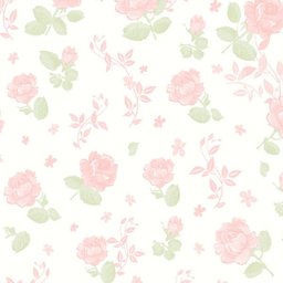 Papel de parede floral romance com fundo branco e flores rosa Para Quartos e Sala - 1