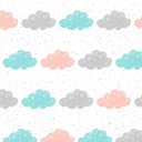 Ver imagem 1 de Papel de Parede Infantil Com Nuvens Coloridas Para Sala e Quarto Infantil