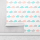 Ver imagem 2 de Papel de Parede Infantil Com Nuvens Coloridas Para Sala e Quarto Infantil