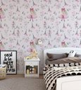 Ver imagem 3 de Papel de Parede Infantil Paris fundo rosa claro Flores e torre Eiffel Para Quarto Infantil