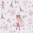 Ver imagem 2 de Papel de Parede Infantil Paris fundo rosa claro Flores e torre Eiffel Para Quarto Infantil