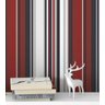 Papel de parede listrado vermelho preto e branco Para Quartos e Sala - 3