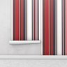 Papel de parede listrado vermelho preto e branco Para Quartos e Sala - 2