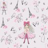 Papel de Parede Infantil Paris fundo rosa claro Flores e torre Eiffel  - 3
