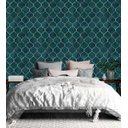 Ver imagem 3 de Papel de Parede Clássico Marraskesh em Tons de Azul Turquesa e Gold para Quartos e Sala