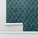 Ver imagem 2 de Papel de Parede Clássico Marraskesh em Tons de Azul Turquesa e Gold para Quartos e Sala