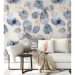 Papel de Parede Contemporâneo com Desenhos em Flores e Trigos - 2