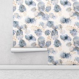 Papel de Parede Contemporâneo com Desenhos em Flores e Trigos - 1