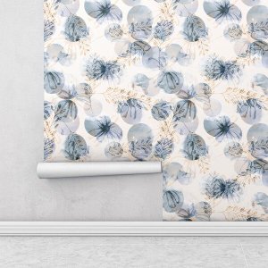 Papel de Parede Contemporâneo com Desenhos em Flores e Trigos