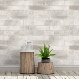 Papel De Parede Tijolos Em Branco e Bege - 2