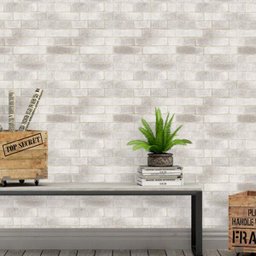 Papel De Parede Tijolos Em Branco e Bege - 1