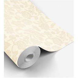 Papel de parede com fundo palha e detalhes em bege Para Quartos e Sala - 4