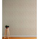 Ver imagem 3 de Papel de parede com fundo palha e detalhes em bege Para Quartos e Sala