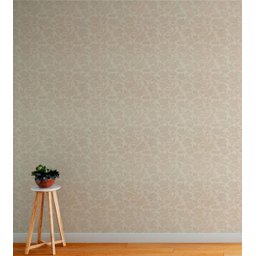 Papel de parede com fundo palha e detalhes em bege Para Quartos e Sala - 3
