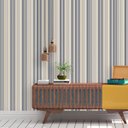 Ver imagem 1 de Papel De Parede Listrado Em Azul e Bege