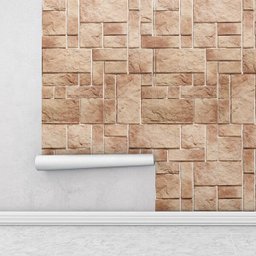 Papel de parede estilo rustico em tons de marrom e detalhes na cor bege Para Quartos e Sala - 2