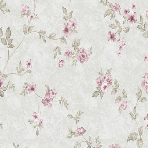 Papel de parede com tons de verde e detalhes em rosa Para Quartos e Sala