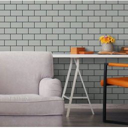 Papel De Parede Tijolo Retrô Em Tons De Cinza e Preto. - 1