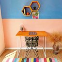 Ver imagem 2 de Mesa para Escritório Industrial de Ferro Carvalho e Branco