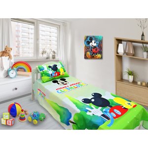 Jogo De Lençol Decorativo E Fronha Solteiro , Ratinho Mickey Kit 2 pçs
