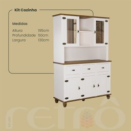 Balcão Cristaleira Adega Retrô + Kit Cozinha Retrô 5p 3g Off White/nogueira - 6