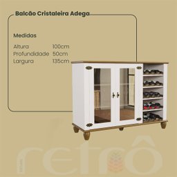 Balcão Cristaleira Adega Retrô + Kit Cozinha Retrô 5p 3g Off White/nogueira - 7