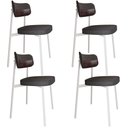 Ver imagem 1 de Kit 04 Cadeiras Estofada para Sala de Jantar Astrid Branco C01 Linho Preto Courino Café - Lyam Decor