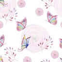 Ver imagem 3 de Papel de parede com borboletas e flores, em tons de roxo e branco 