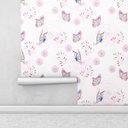 Ver imagem 2 de Papel de parede com borboletas e flores, em tons de roxo e branco 