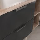 Ver imagem 2 de Gabinete Banheiro Volcano 80cm (armário + Cuba + Espelheira + Tampo Vidro) Madeirado / Preto