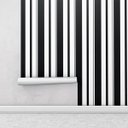 Ver imagem 1 de Papel de parede listrado em tons preto e branco Para Sala e Quarto
