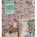 Ver imagem 3 de Papel de parede modelo tijolos em tons de bege, detalhes na cor marrom, cinza e preto para Sala