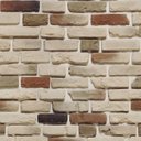 Ver imagem 1 de Papel de parede modelo tijolos em tons de bege, detalhes na cor marrom, cinza e preto para Sala