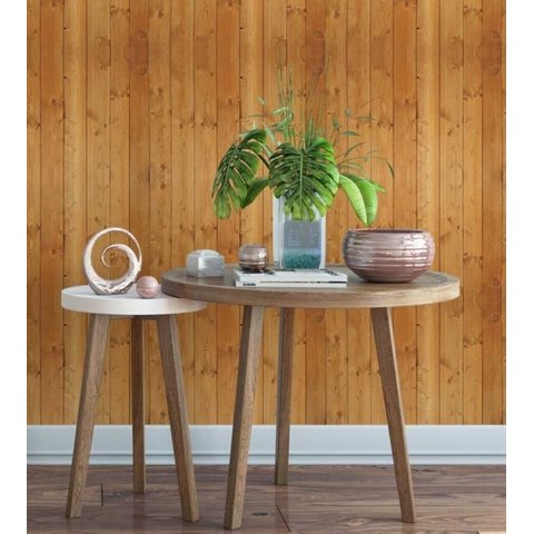 Papel de parede estilo madeira em tons laranja 