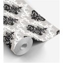 Ver imagem 4 de Papel de parede com fundo cinza e detalhes em branco e preto Para Quartos e Sala