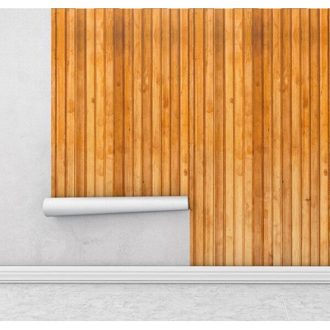 Papel de parede estilo madeira em tons de caramelo marrom e cinza Para Sala e Quarto