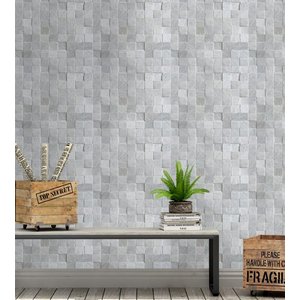 Papel de Parede Adesivo Marmore Pedras em Tons de Cinza 