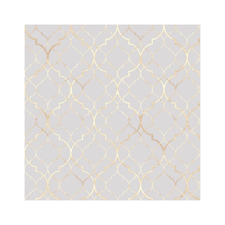 Papel de Parede 3,00m X 0,40m Clássico Marrocos em Tons de Cinza e Gold para Quartos e Sala