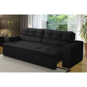 Sofá Retrátil e Reclinável 2 lugares com Molas 1,50m Veronica Suede Preto Madelina