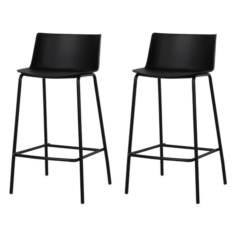 Kit 2 Banquetas Ipanema Média Fratini 86,50 Cm (altura) em Polipropileno Preto Base em Aço Preto