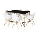 Ver imagem 2 de Mesa Jantar Industrial Preta 137x90cm Base V com 6 Poltronas Eames Eiffel Daw Brancas Base Dourada