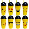 Kit Com 12 Copo De Plástico Emoticons Emoji Grande 720ml - 1