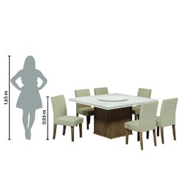 Conjunto de Mesa 6 Cadeiras Tampo Giratório Cedro/areia - 6