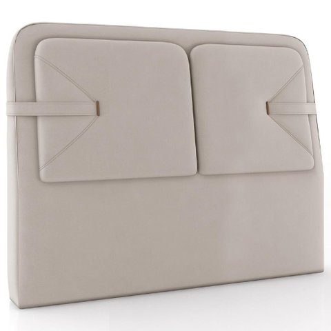Cabeceira Cama Casal 140cm Nalu Veludo Bege Z37 - Mpozenato