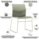 Ver imagem 2 de Kit 02 Cadeiras Empilhável Fixa Link F02 Base Aço Verde - Lyam Decor