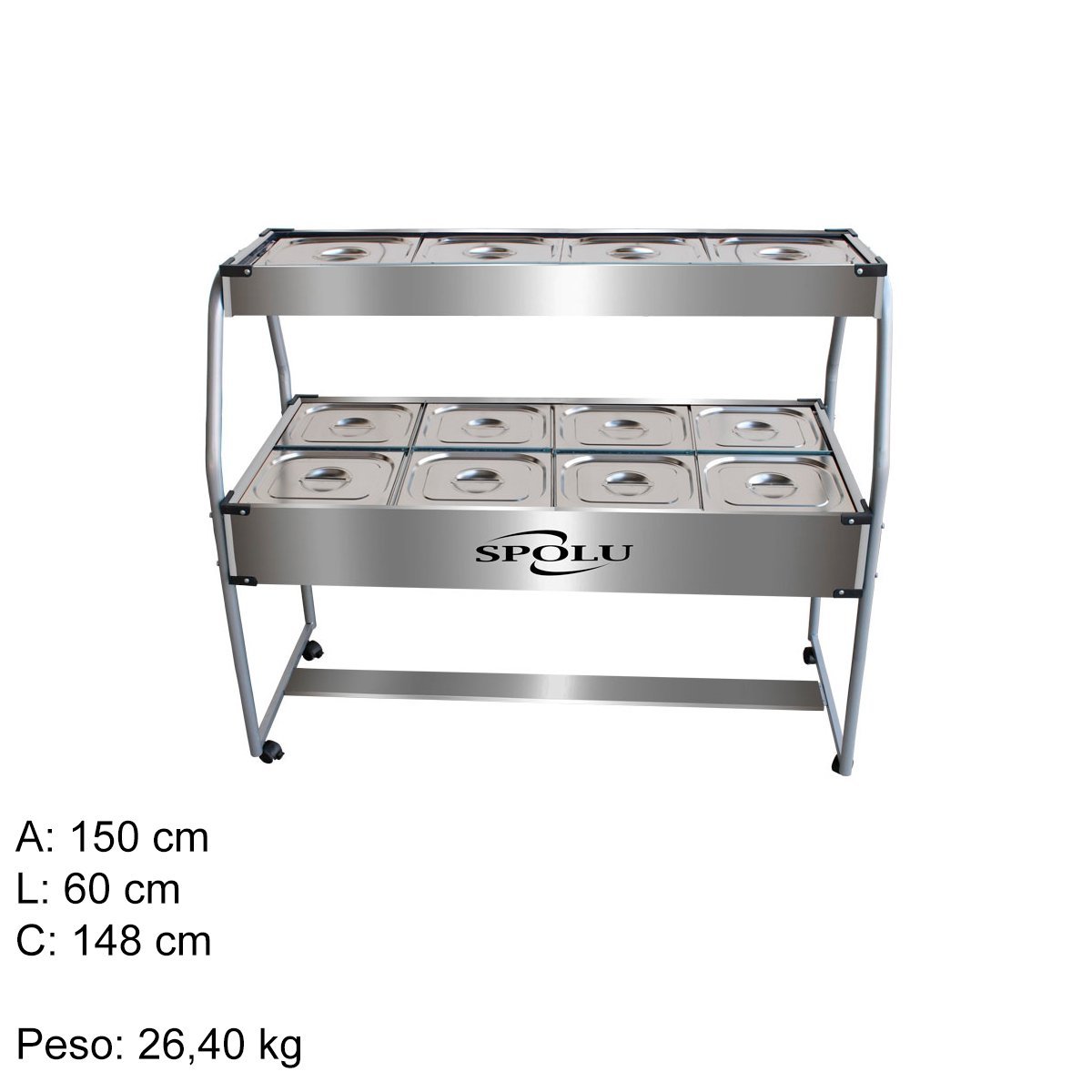 Buffet Combinado Aço Inox 10 Quentes e 5 Frias com Rodízios - Spolu - 220V SPL-512CO - 3